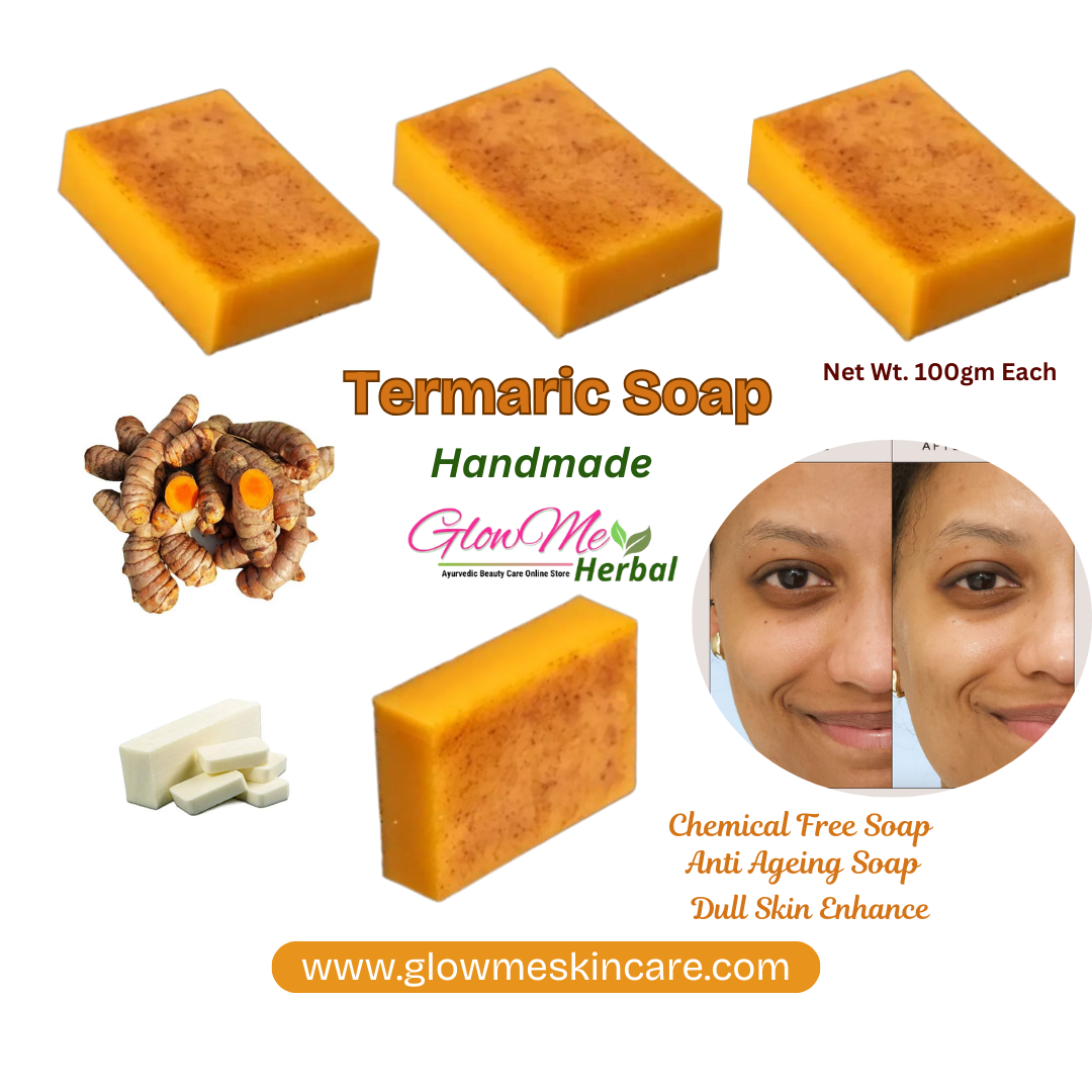 GlowMe Herbal "Turmeric Handmade Soap: (100 gm) Natural Glow, Skin Brightening, and Anti-Inflammatory Benefits for All Skin Types"