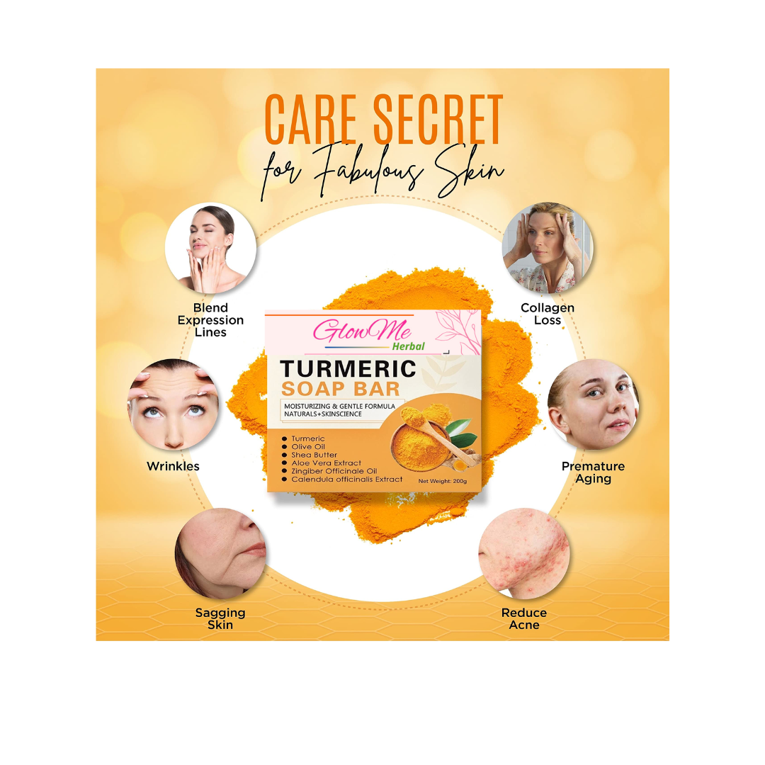 GlowMe Herbal "Turmeric Handmade Soap: (100 gm) Natural Glow, Skin Brightening, and Anti-Inflammatory Benefits for All Skin Types"