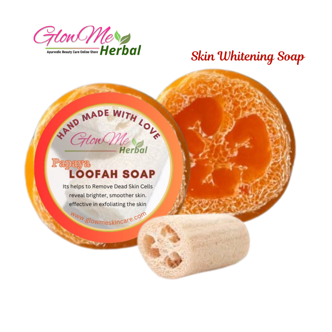 GlowMe Herbal - Skin Glowing Loofah Papaya Soap - exfoliate, cleanse, and hydrate Soap for Face & Body