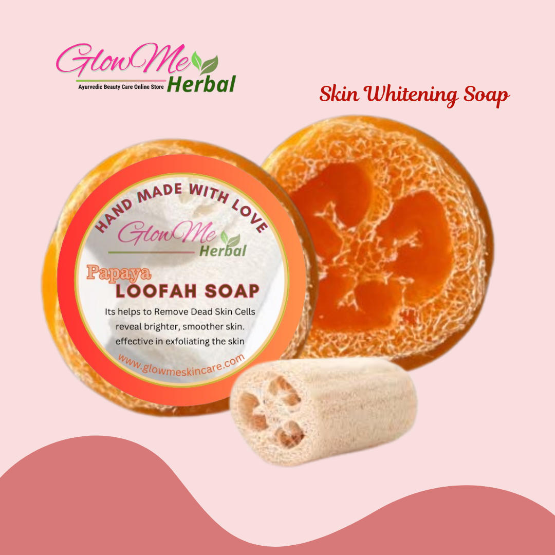 GlowMe Herbal - Skin Glowing Loofah Papaya Soap - exfoliate, cleanse, and hydrate Soap for Face & Body 
