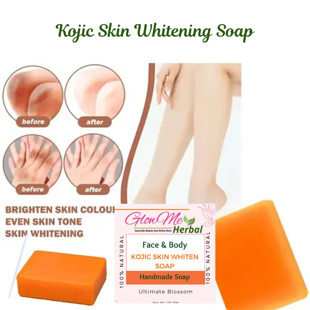 GlowMe Herbal Face & Body Kojic Skin Whitening Soap - 115 gm for Men & Women