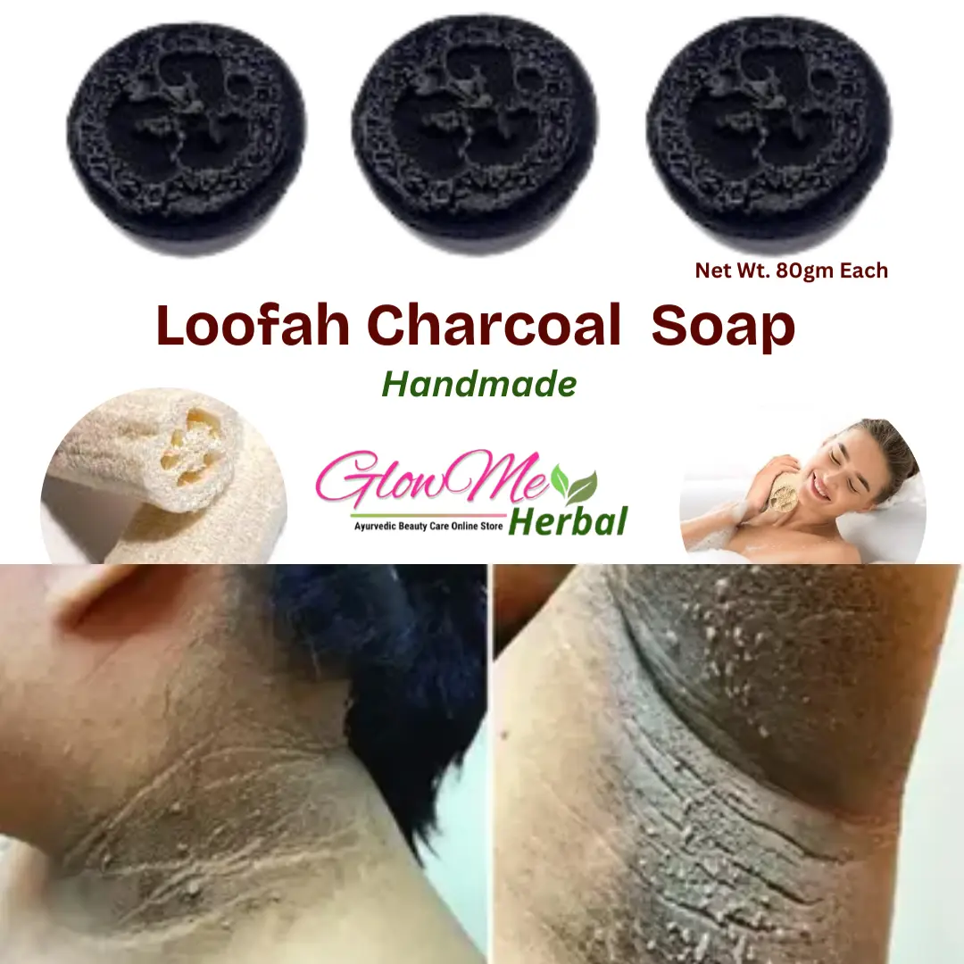 Glowme Herbal "Loofah Charcoal Soap: Exfoliates, Detoxifies, and Nourishes Skin with Natural Charcoal & Loofah for Deep Cleansing, Smooth Texture, and Healthy Glow"