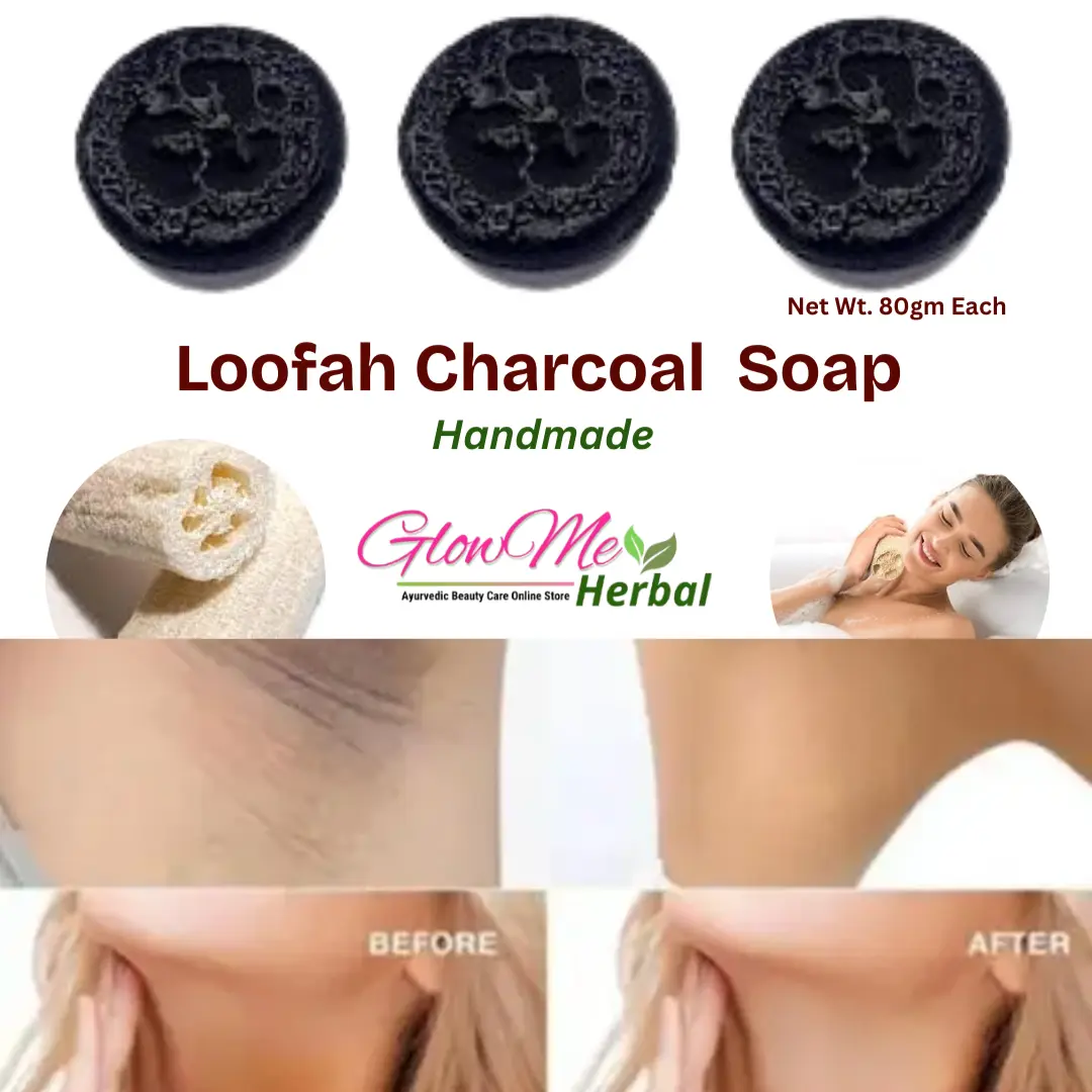 Glowme Herbal "Loofah Charcoal Soap: Exfoliates, Detoxifies, and Nourishes Skin with Natural Charcoal & Loofah for Deep Cleansing, Smooth Texture, and Healthy Glow"