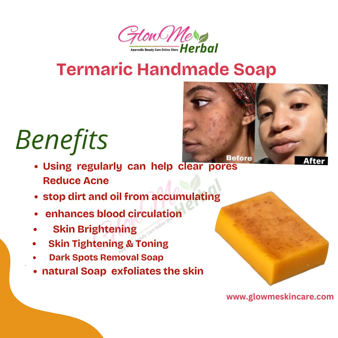 GlowMe Herbal "Turmeric Handmade Soap: (100 gm) Natural Glow, Skin Brightening, and Anti-Inflammatory Benefits for All Skin Types"