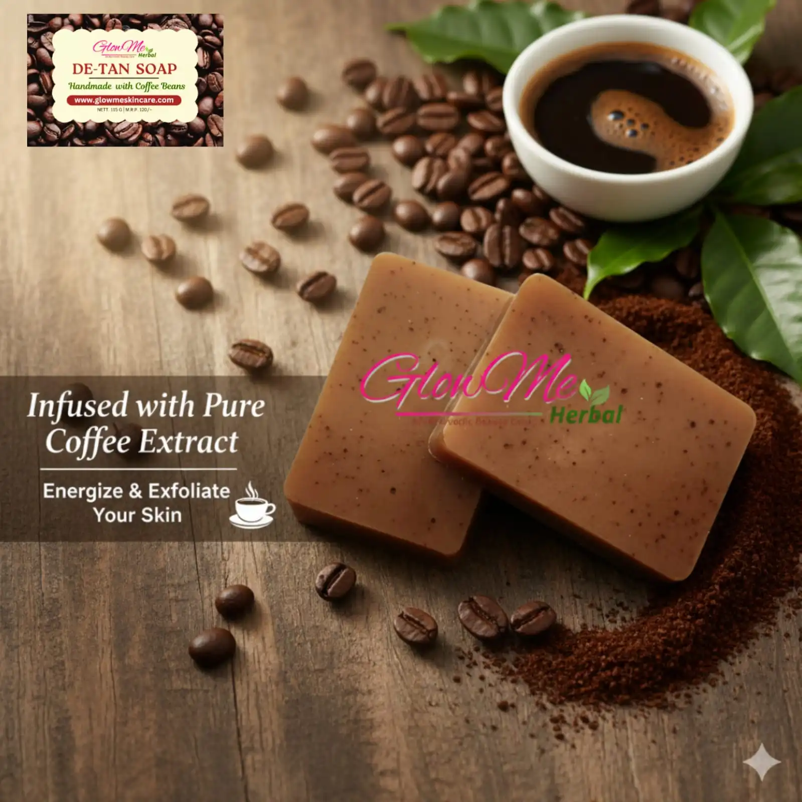 GlowMe Herbal Coffee DE -Tan Handmade Soap