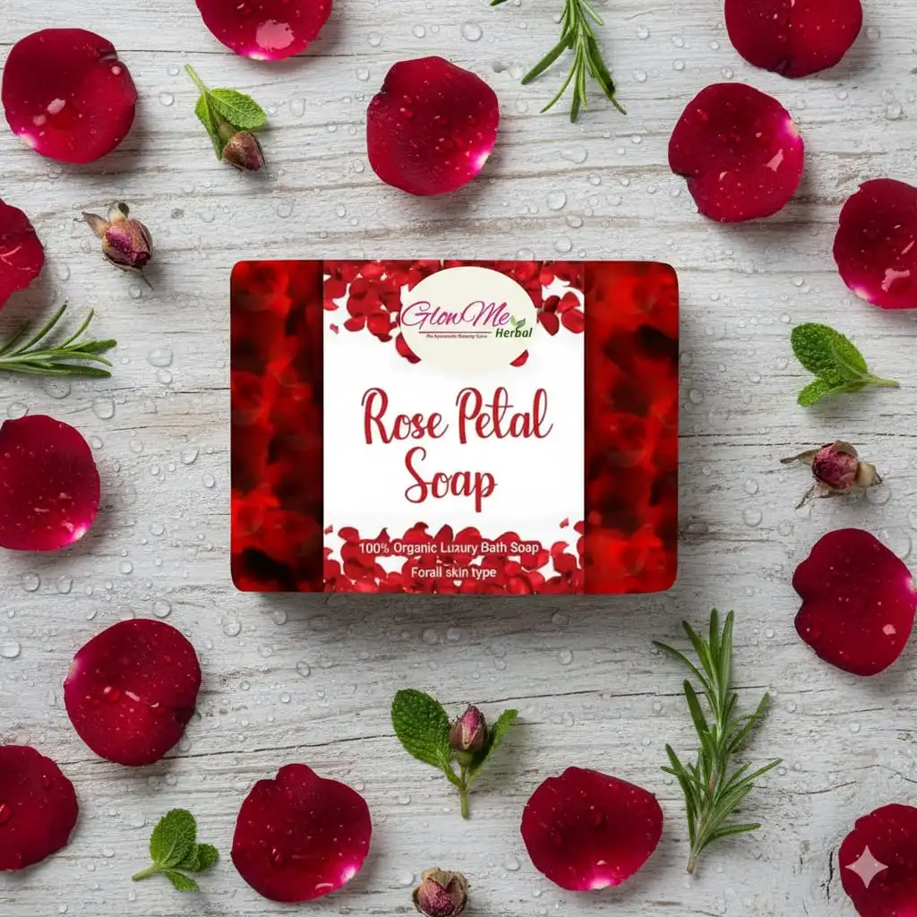GlowMe Herbal Red Wine Rose petal  Soap 