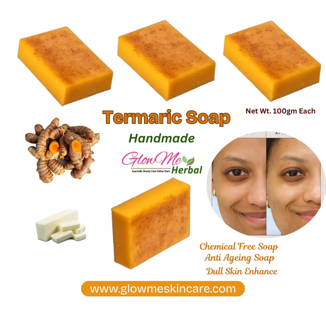 GlowMe Herbal "Turmeric Handmade Soap: (100 gm) Natural Glow, Skin Brightening, and Anti-Inflammatory Benefits for All Skin Types"