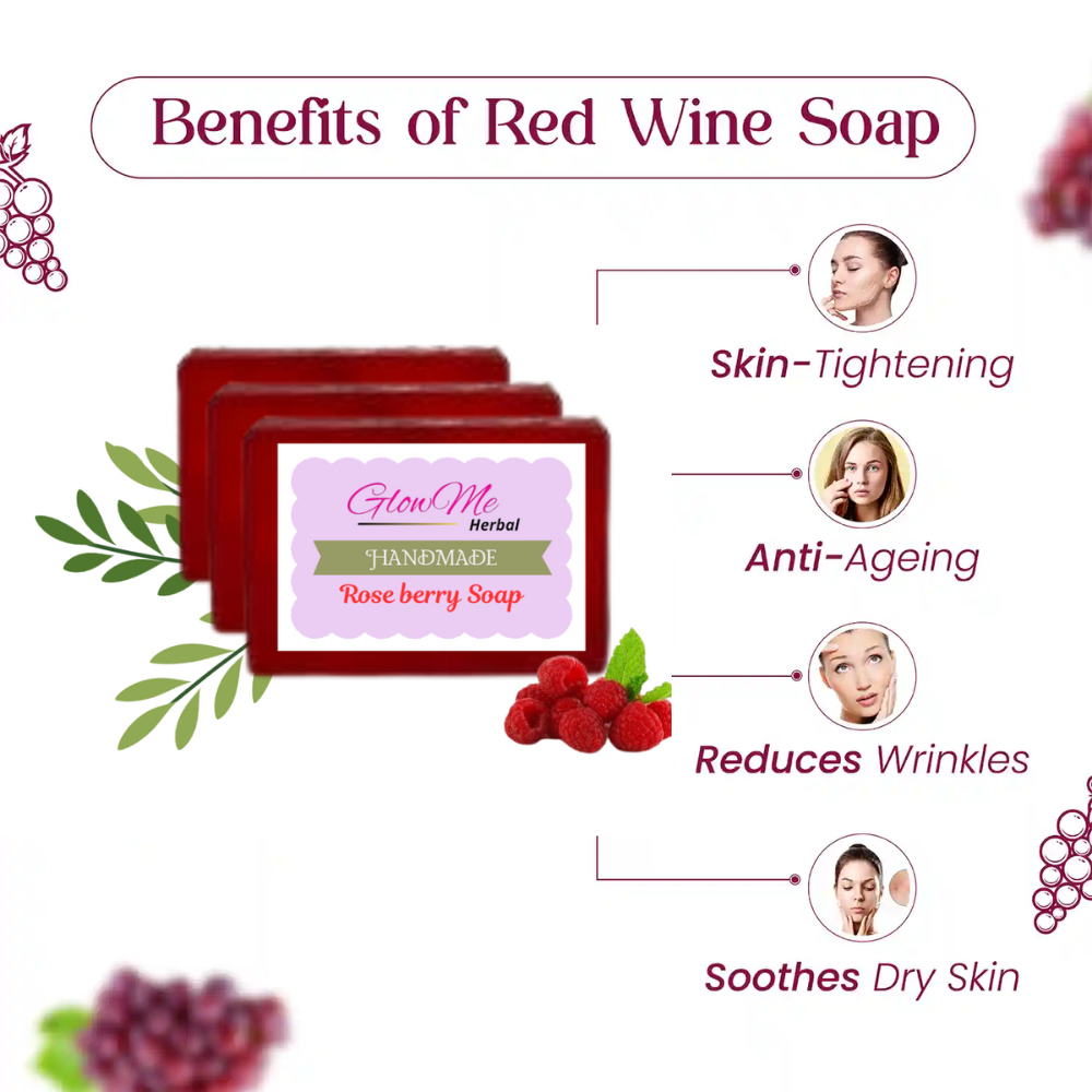 GlowMe Herbal Red Wine Rose petal  Soap 