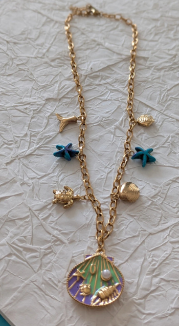 Seashell and Starfish Charm Necklace