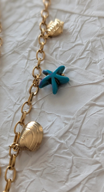Seashell and Starfish Charm Necklace