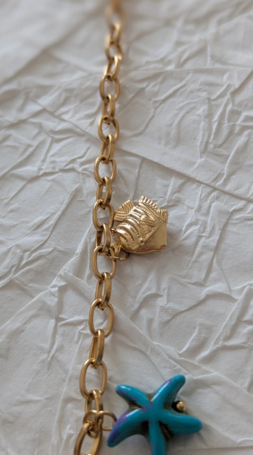 Seashell and Starfish Charm Necklace