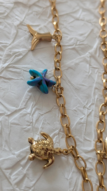 Seashell and Starfish Charm Necklace