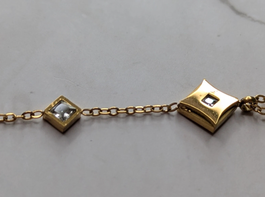 Gold Chain with Square Pendants