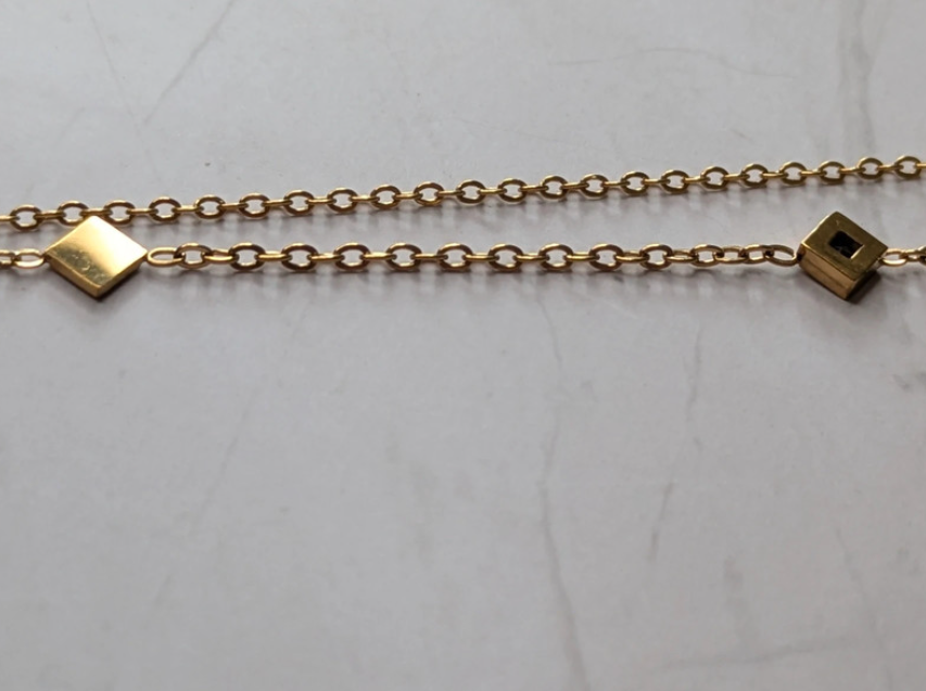 Gold Chain with Square Pendants