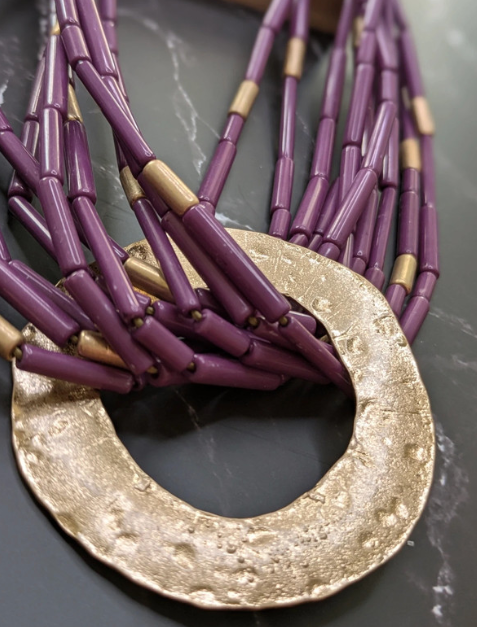 Purple and Gold Beaded Necklace