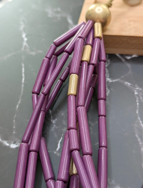 Purple and Gold Beaded Necklace