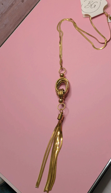 Gold Tassel Pendant Necklace