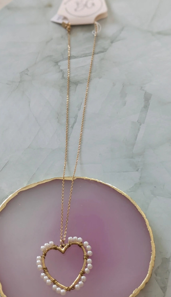 Heart-Shaped Pearl Pendant Necklace