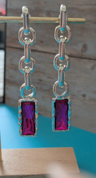 Orecchini Pendenti con Pietra Viola