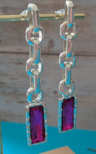 Orecchini Pendenti con Pietra Viola