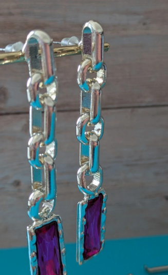 Orecchini Pendenti con Pietra Viola