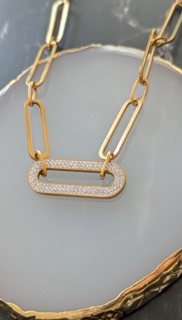 Gold-Plated Geometric Link Necklace