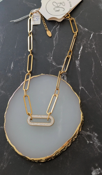 Gold-Plated Geometric Link Necklace