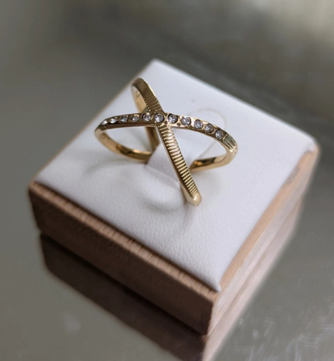 Gold X-Crossover Ring