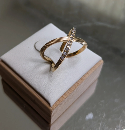 Gold X-Crossover Ring