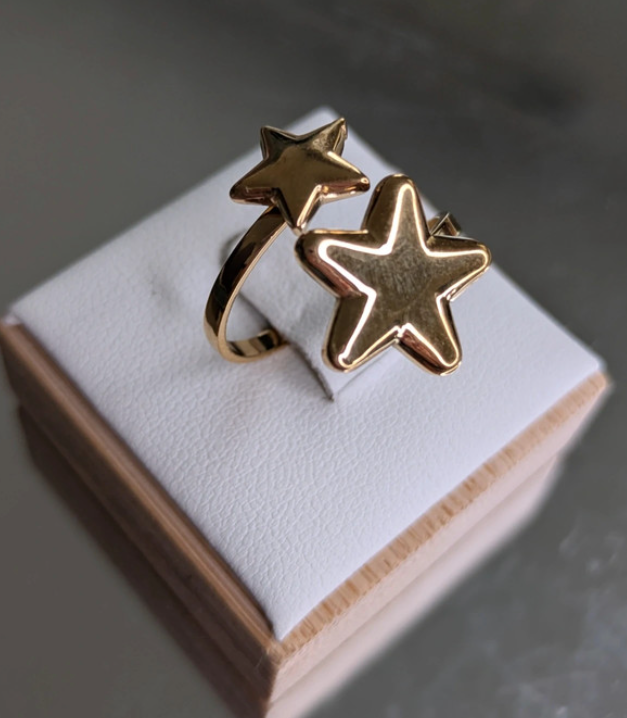 Anello regolabile Stella doppia oro