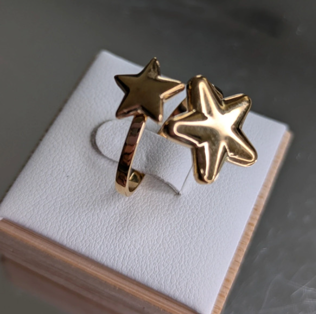 Anello regolabile Stella doppia oro