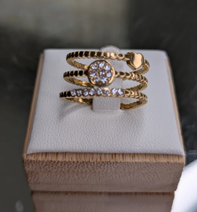 Anello a spirale oro con zirconi