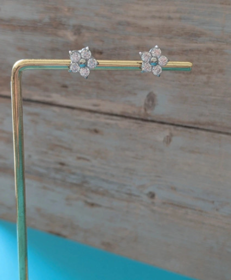 Flower-Shaped Diamond Stud Earrings