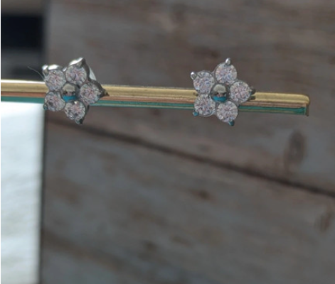 Flower-Shaped Diamond Stud Earrings