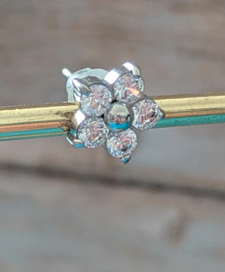 Flower-Shaped Diamond Stud Earrings