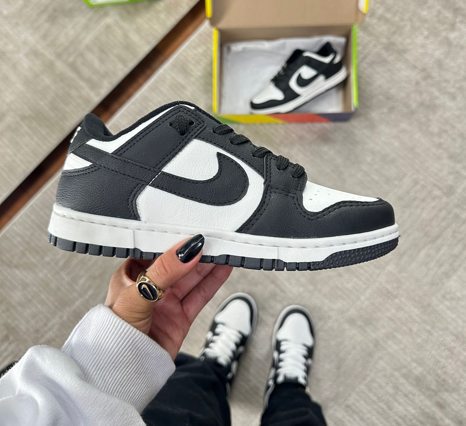 #001 Nike Dunk Low Preto Branco do 34 ao 43 R$229,90