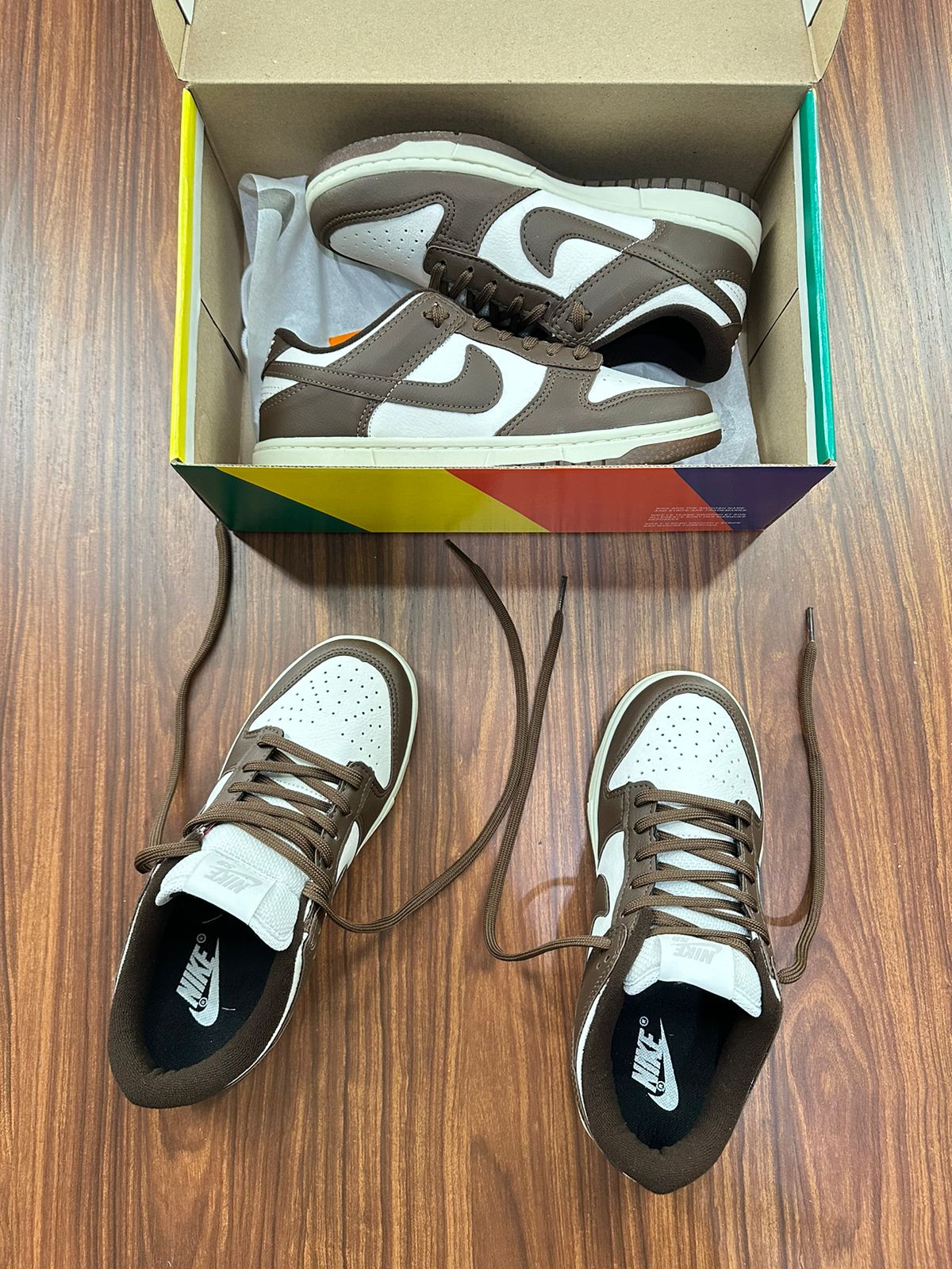 #015 Nike Dunk Low café branco do 34 ao 43 R$239,90