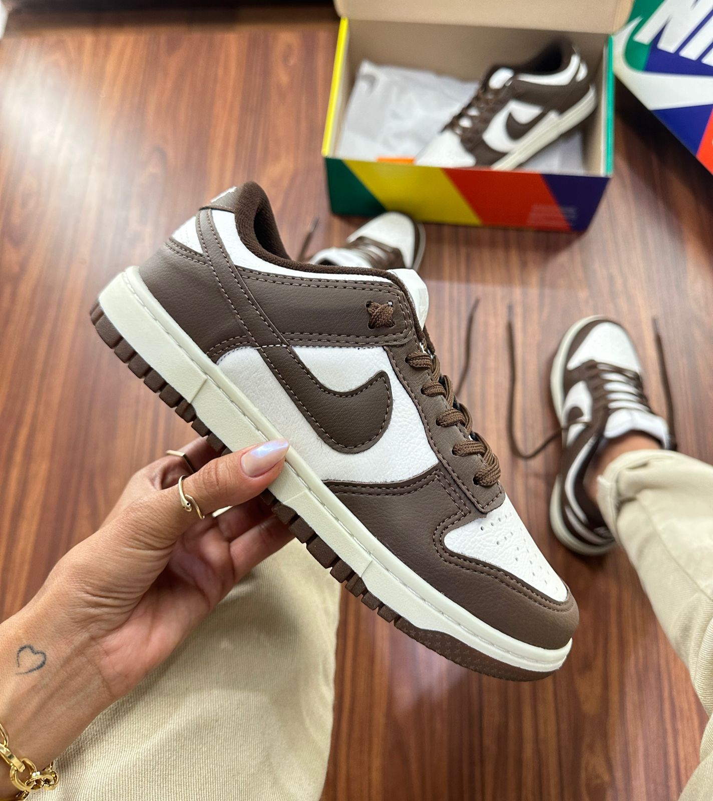 #015 Nike Dunk Low café branco do 34 ao 43 R$239,90