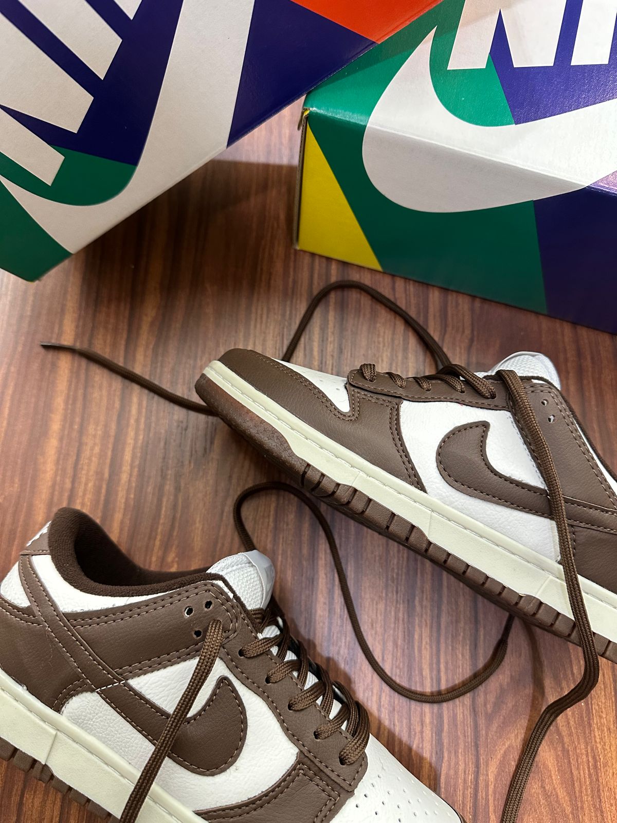 #015 Nike Dunk Low café branco do 34 ao 43 R$239,90