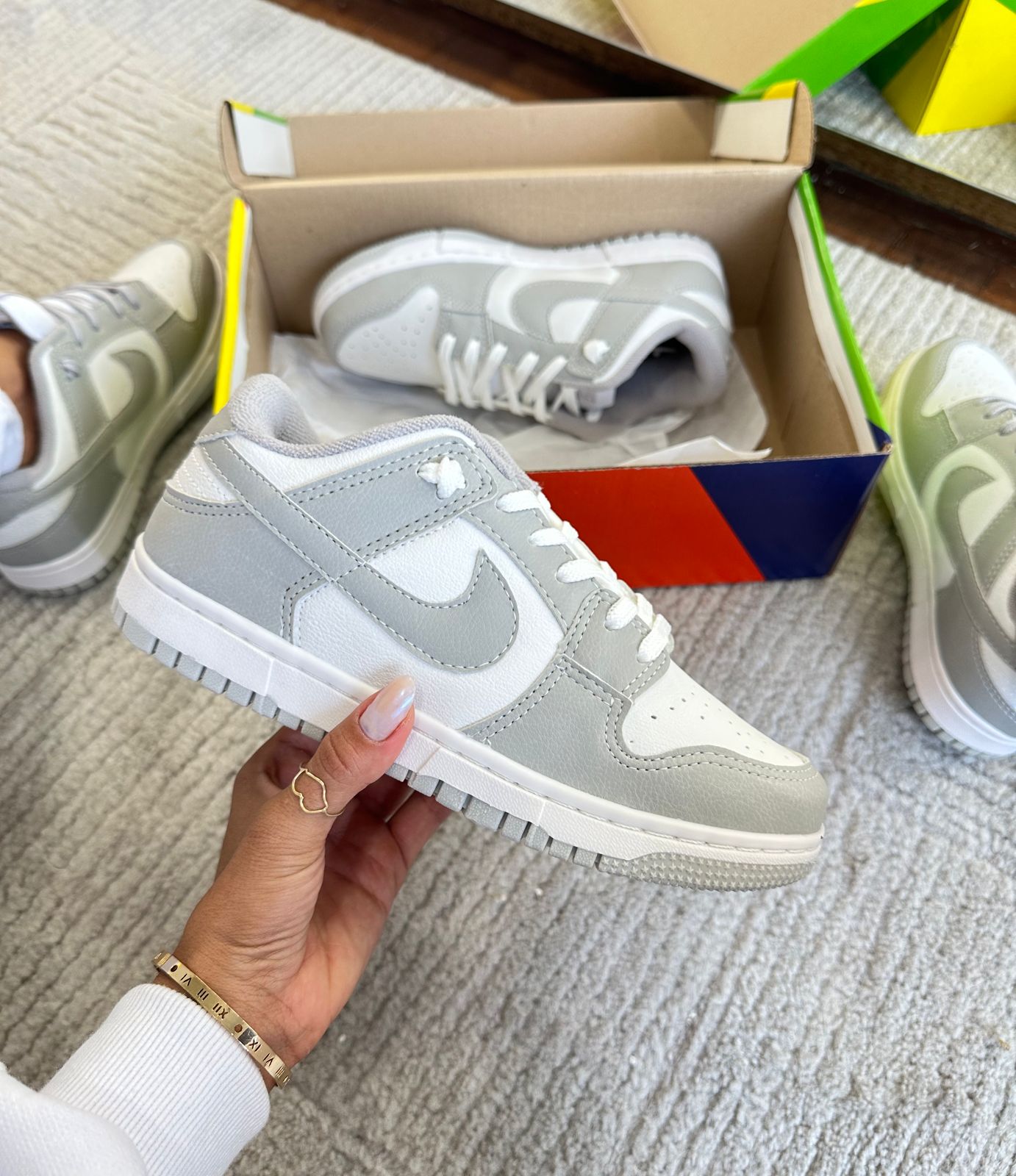 #025 Nike Dunk Low cinza branco do 34 ao 43 R$219,90
