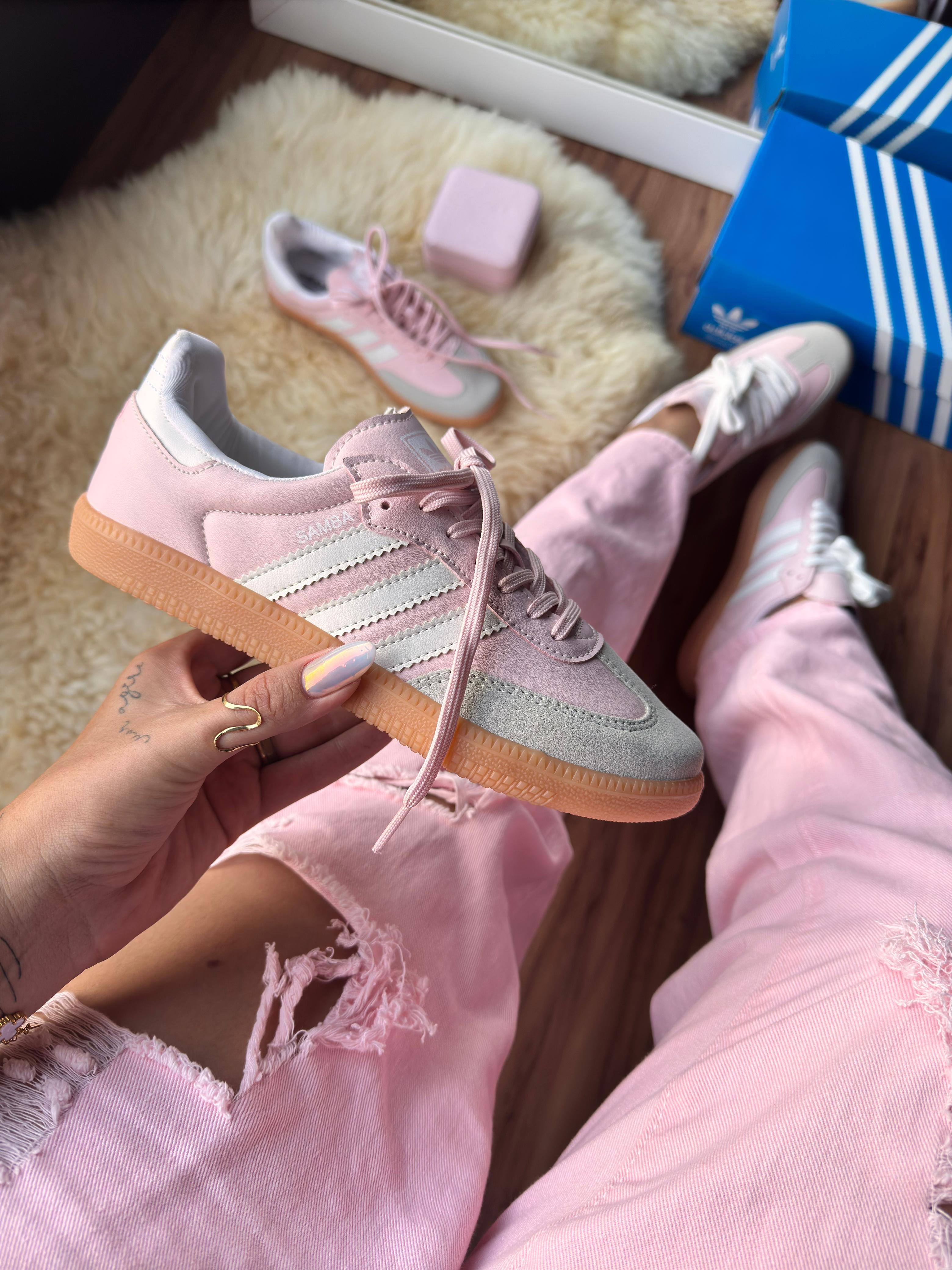 #035 Adidas Samba sintético rosa bebê do 34 ao 39 R$194,90