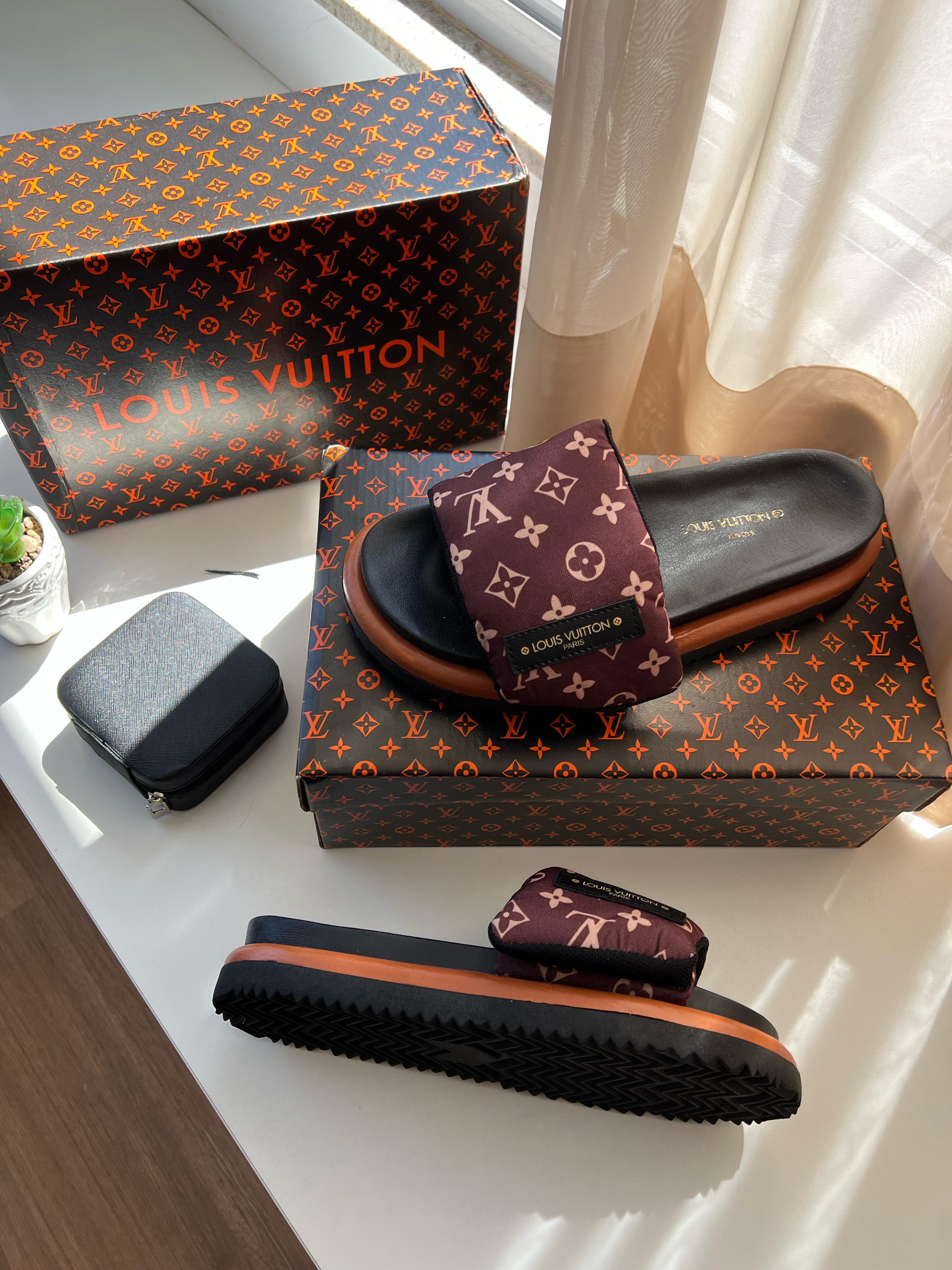 #048 Chinelo Louis Vuitton bordo laranja do 34 ao 39 R$239,90