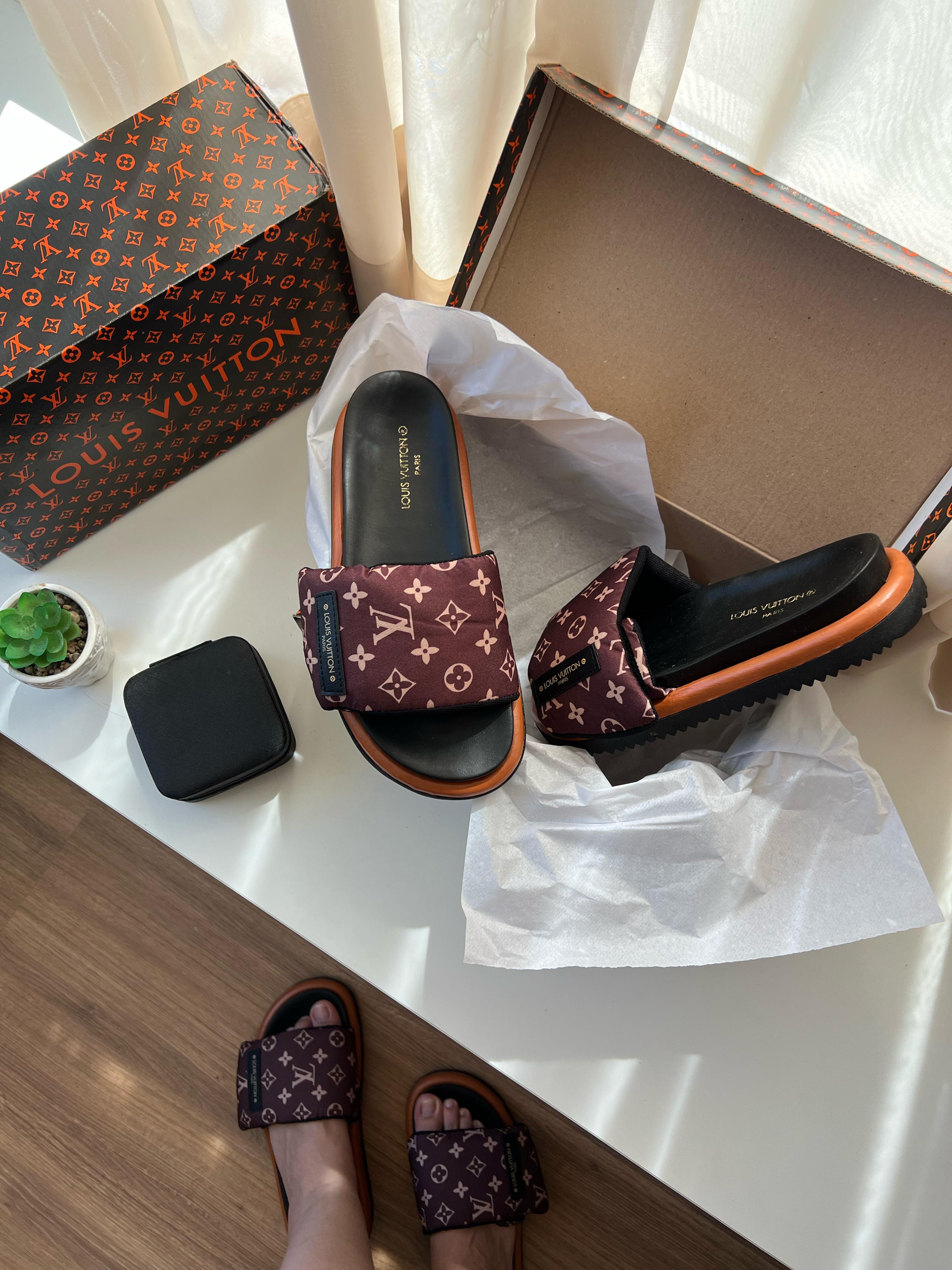 #048 Chinelo Louis Vuitton bordo laranja do 34 ao 39 R$239,90