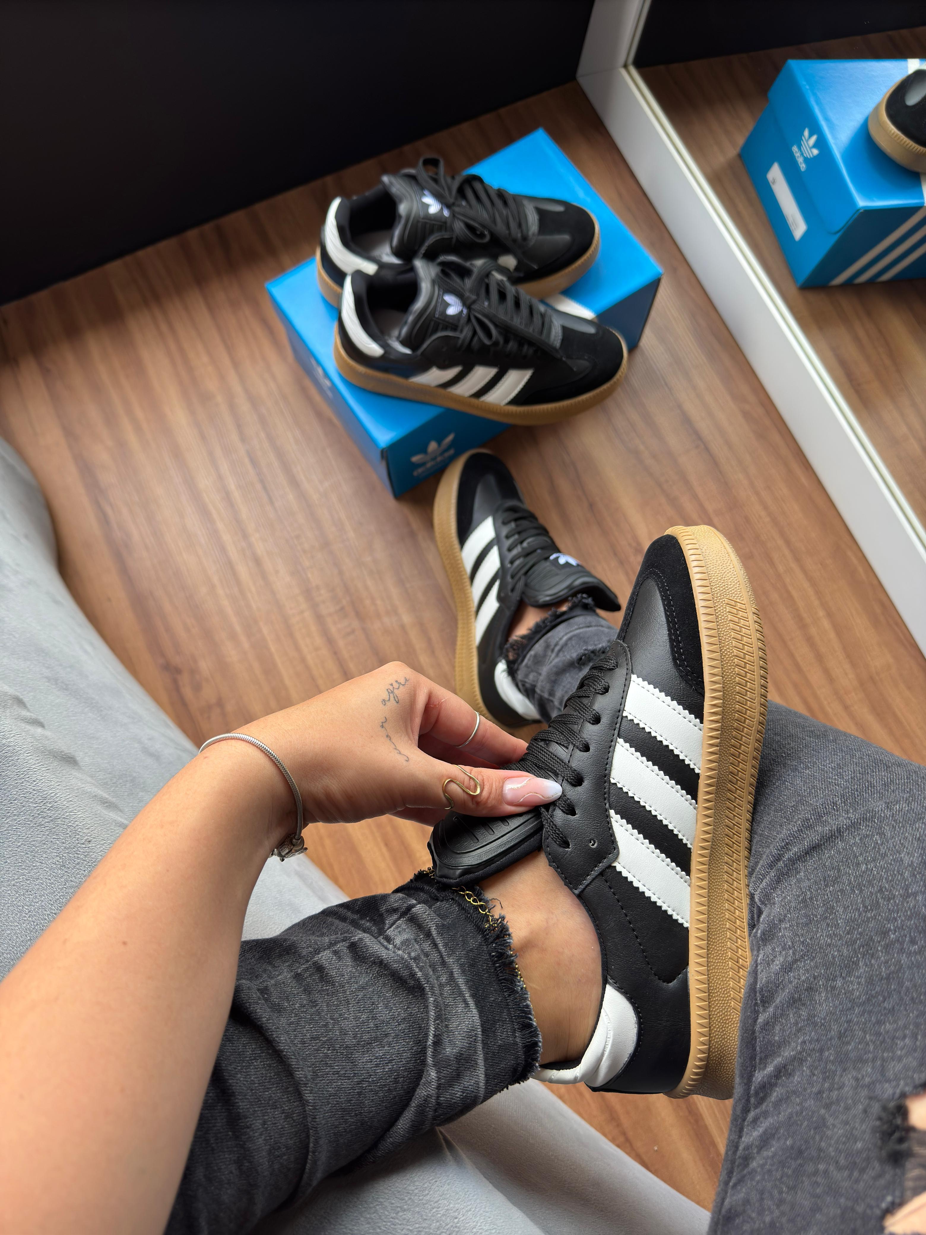#064 Adidas Samba XLG cloud white preto branco do 34 ao 41 R$215,90