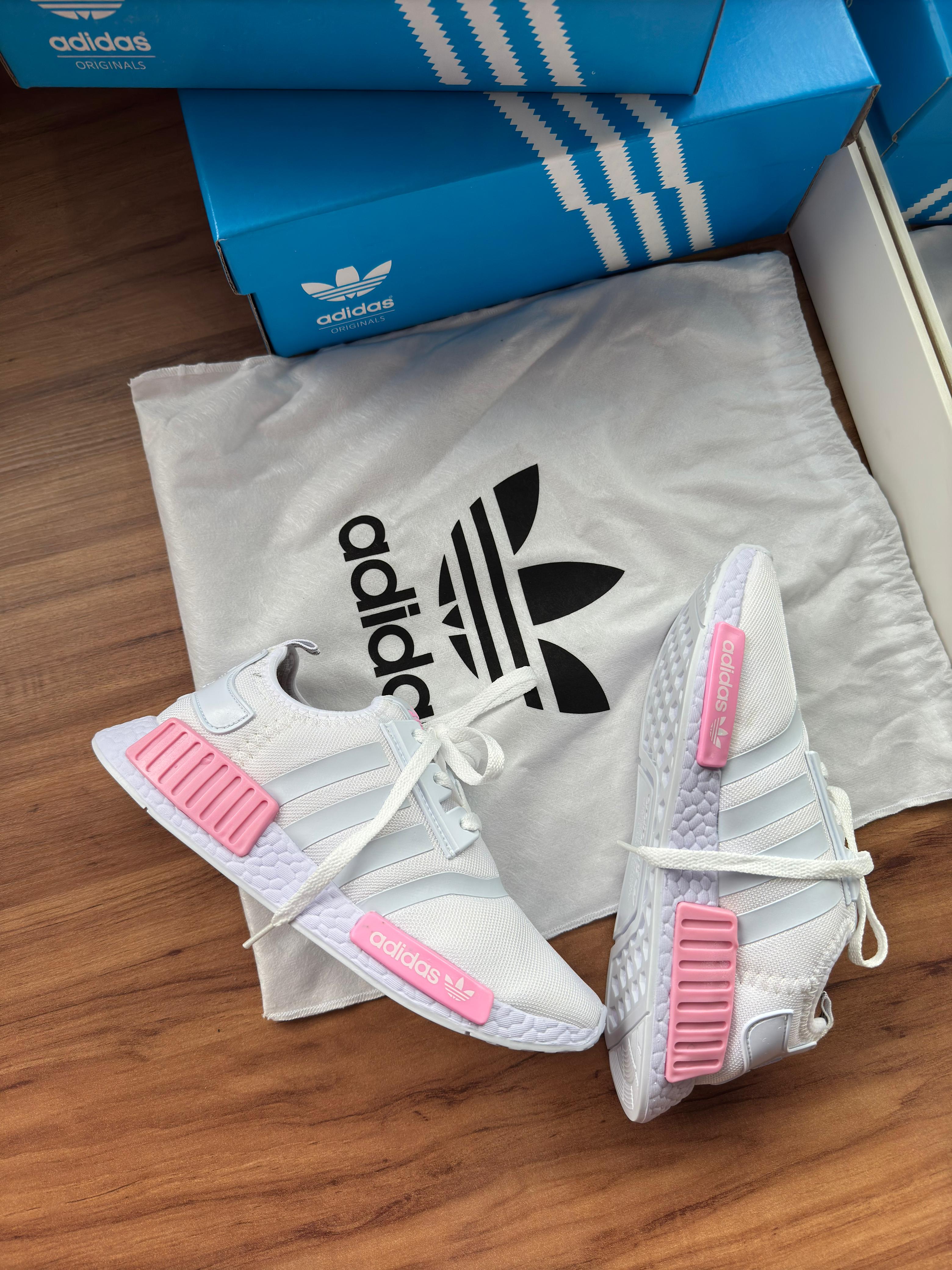 #096 Adidas NMD branco e rosa, disponível 34 ao 39 R$209,90