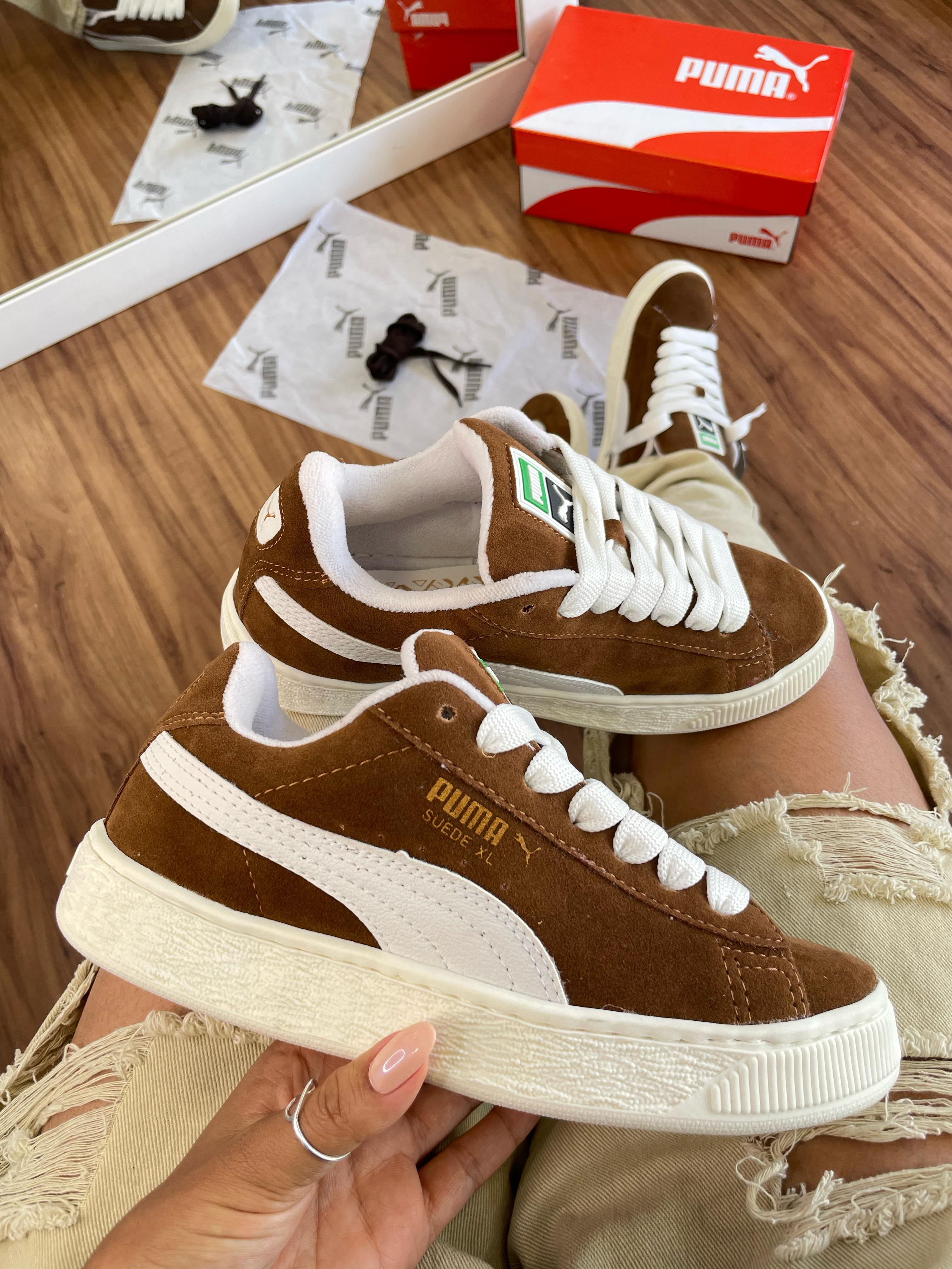 #098 Puma Suede marrom e branco, disponível 34 ao 43 R$259,90