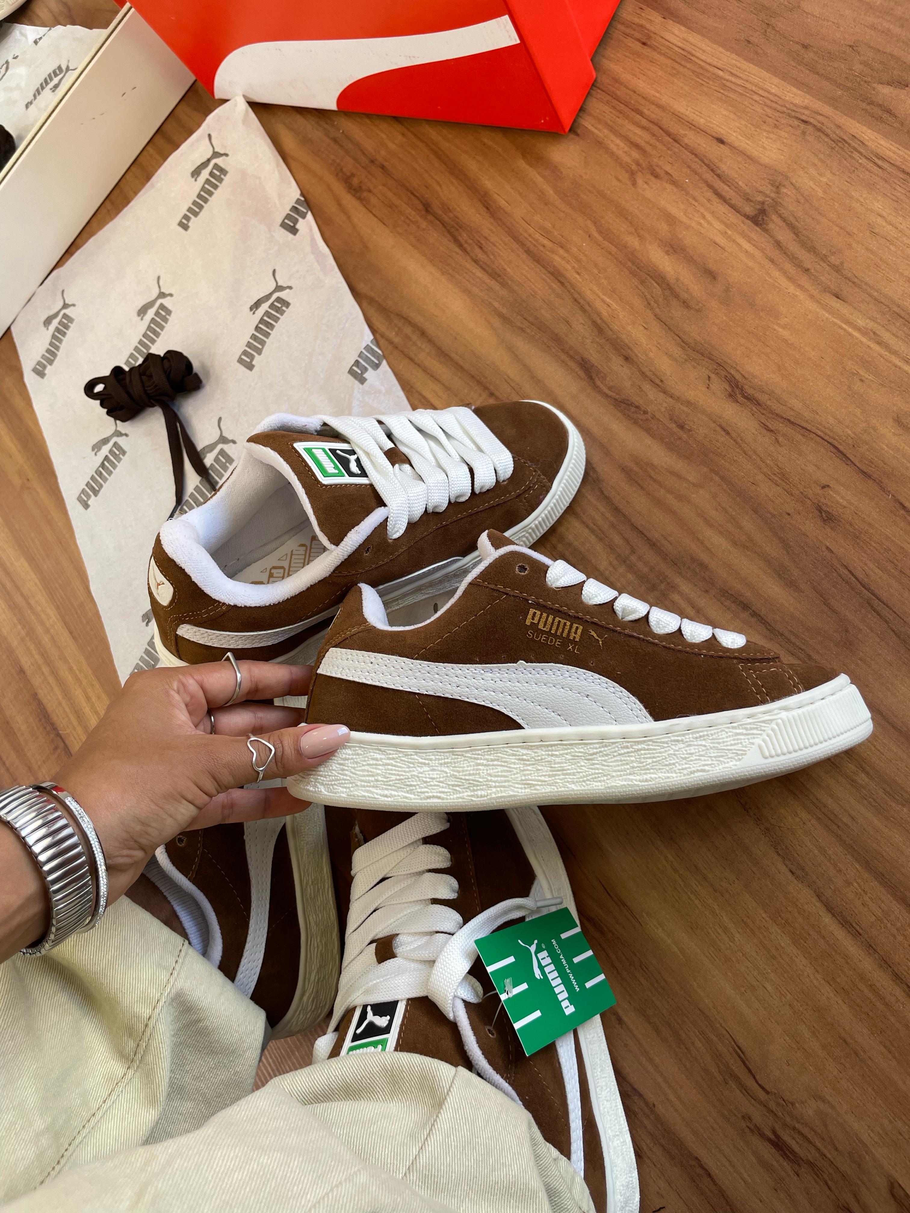 #098 Puma Suede marrom e branco, disponível 34 ao 43 R$259,90