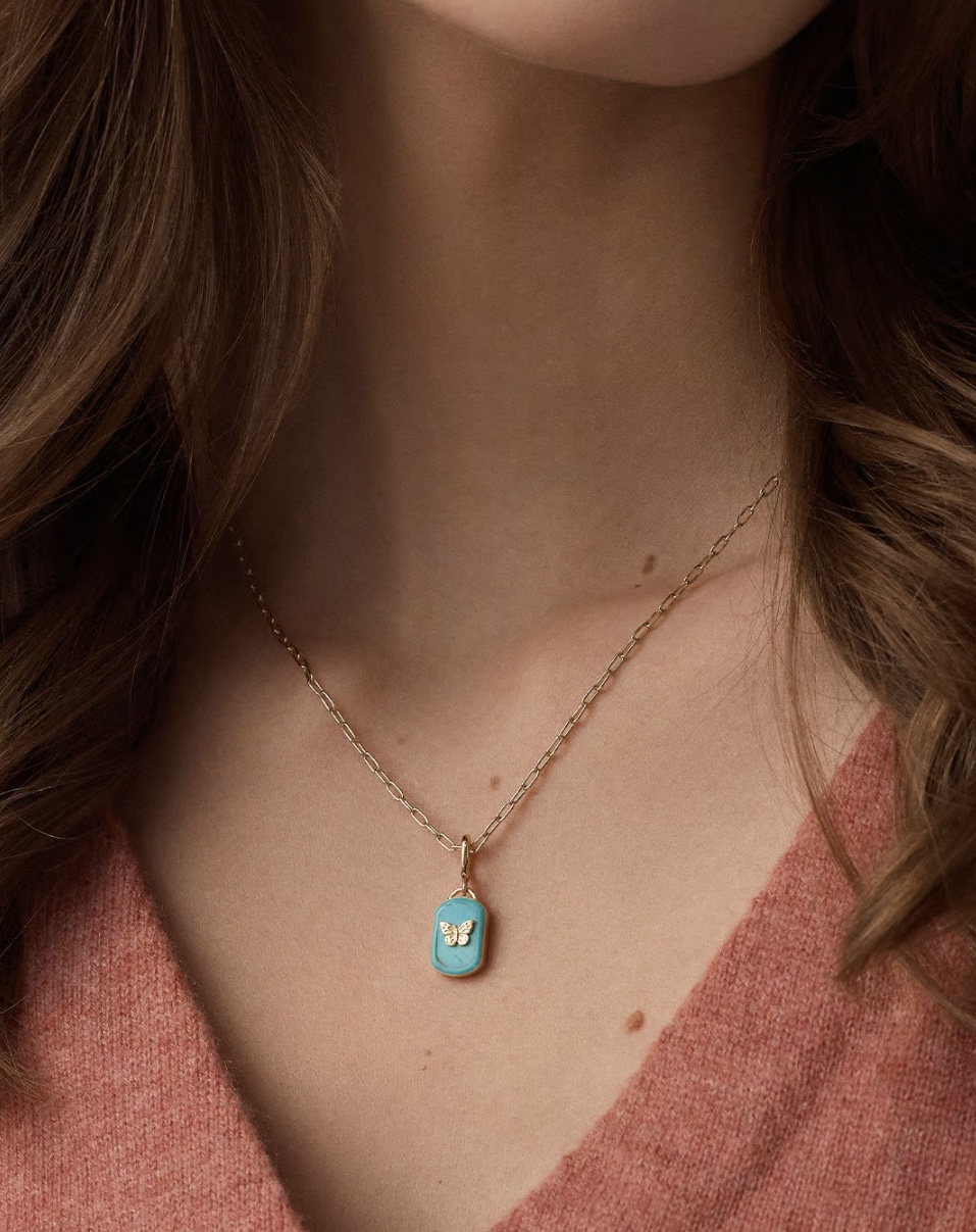Turquoise Butterfly Pendant Necklace
