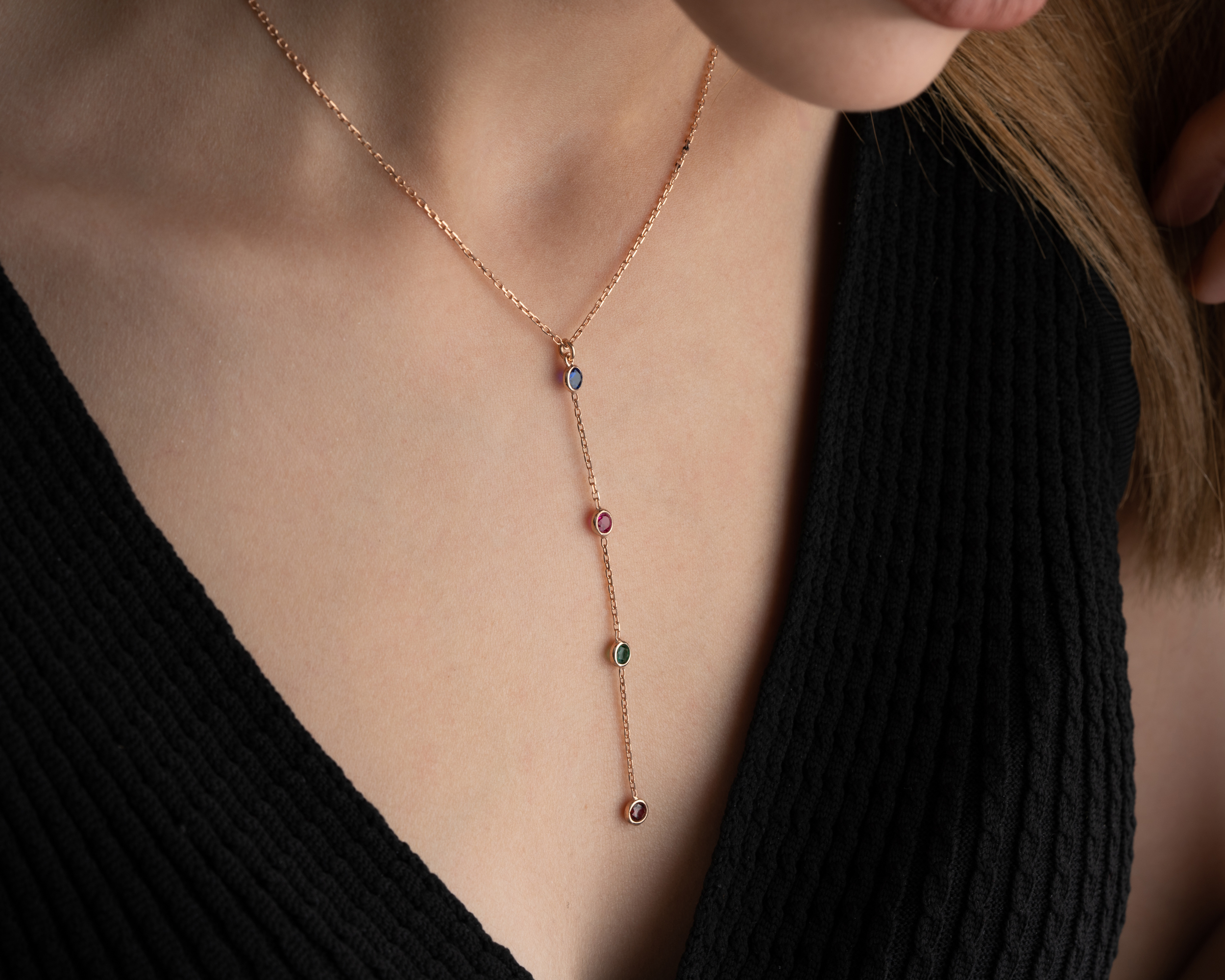 Personalized Birthstone Lariat Y Necklace