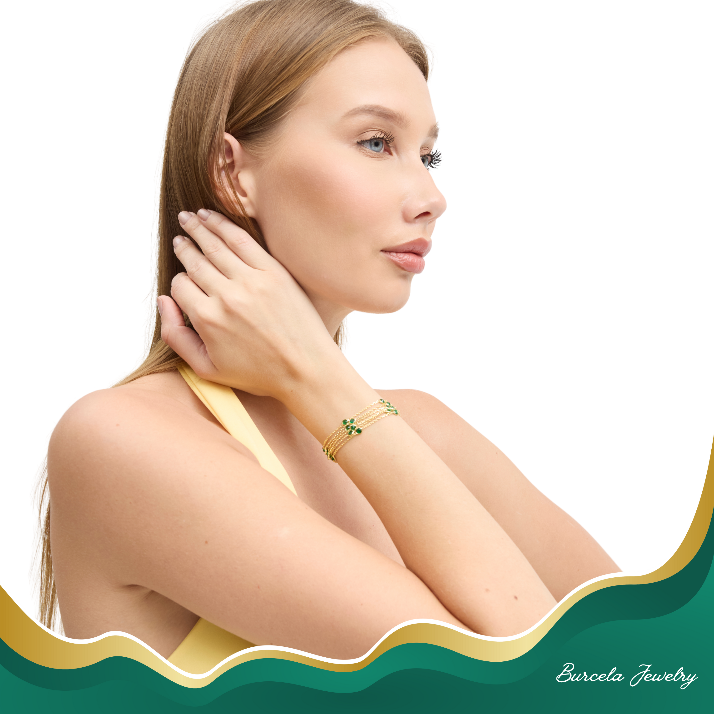 Emerald Accent Double Layer Necklace